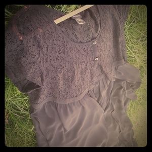 Long black seethrew cape with lace top